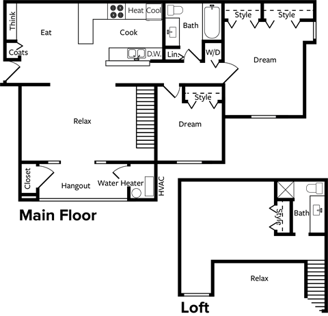 Floor plan for 3 beds, 1.8 baths, 1330 sqft
